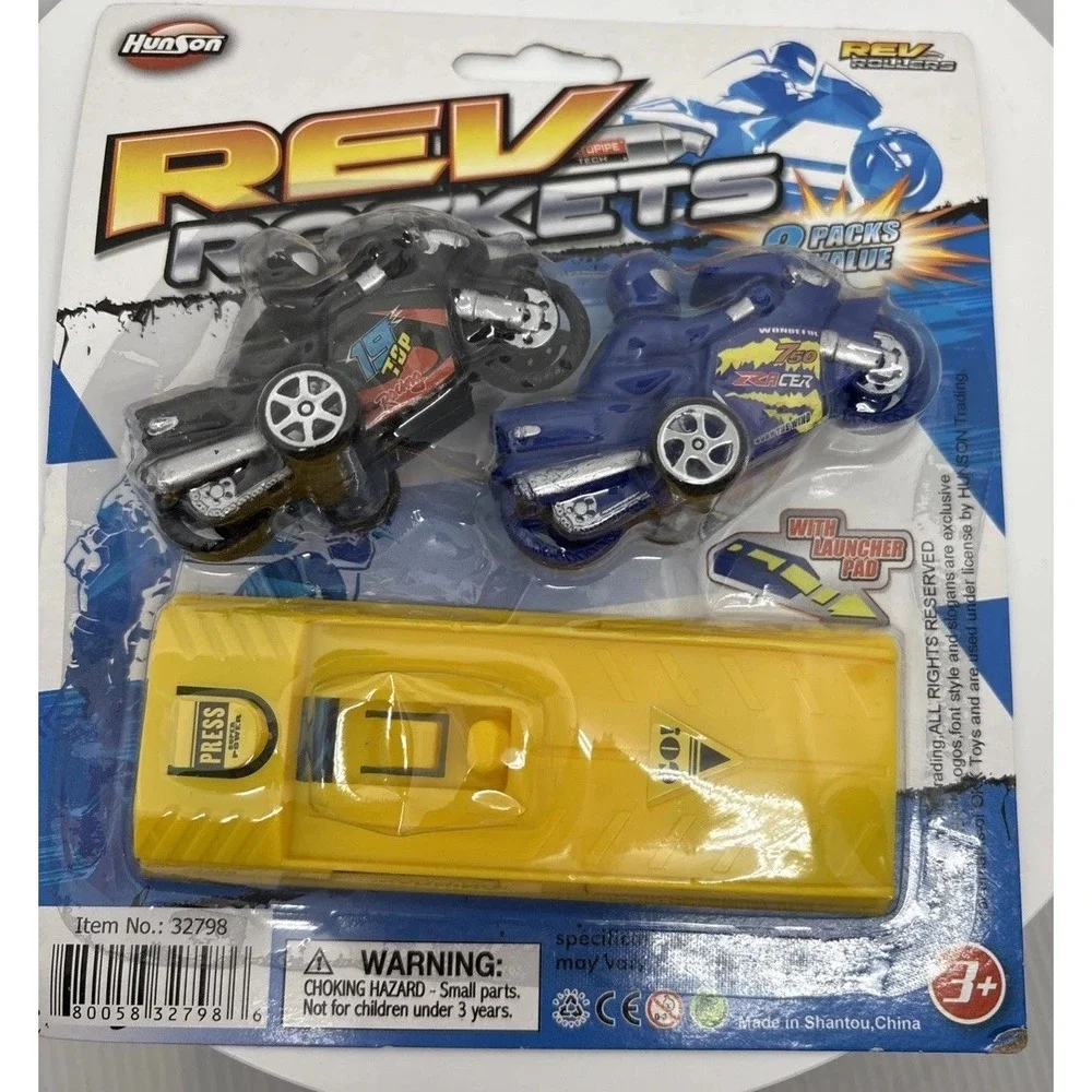 New Rev Rockets Motorcycles Press And Go Plastic Toys Motorcycle with Launch Pad
